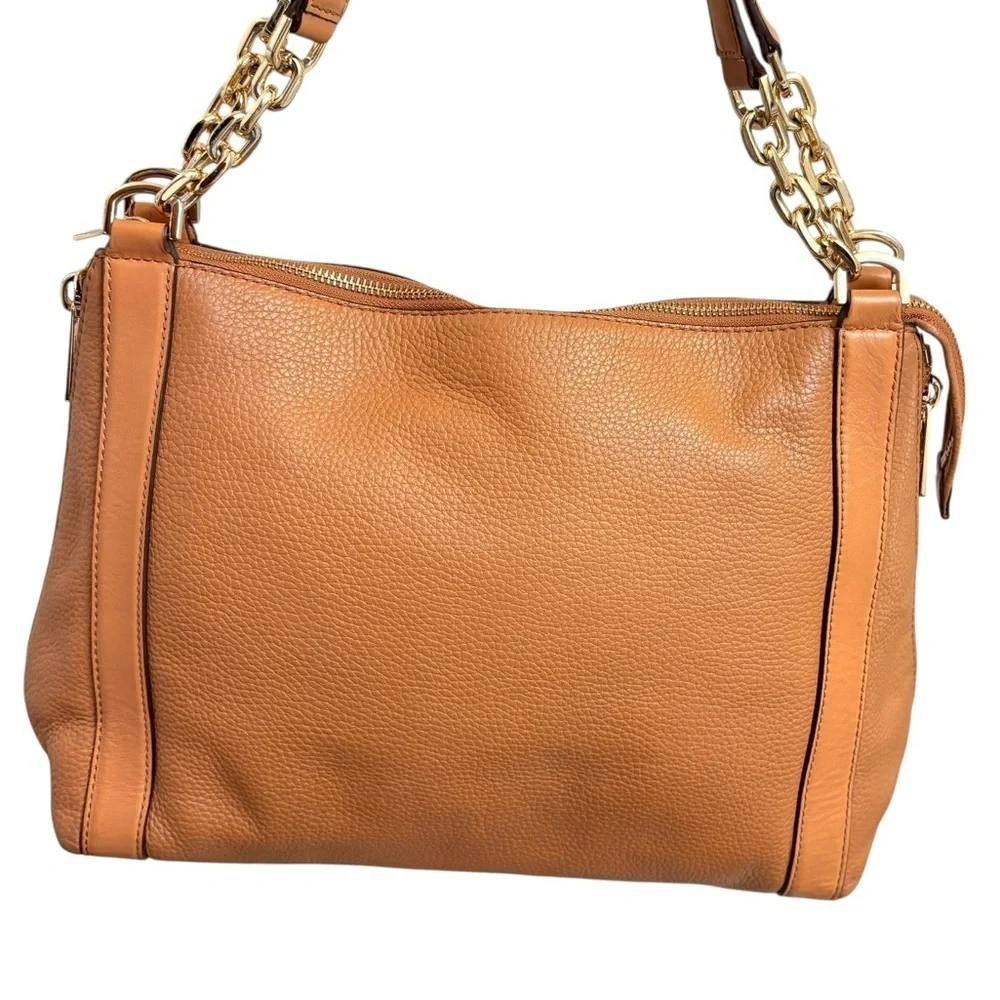 Michael kors brown leather expandable tote bag